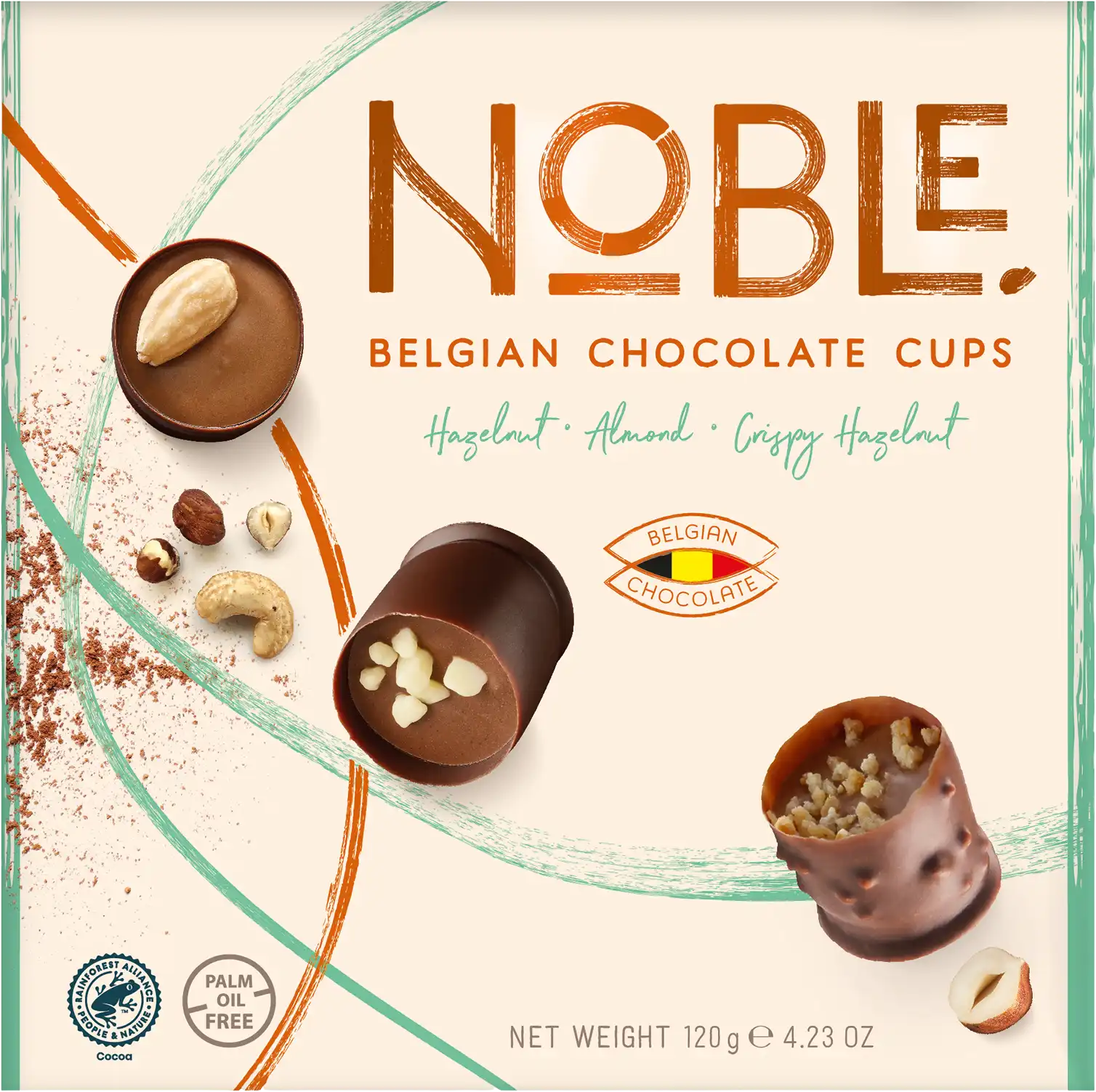Noble Belgian chocolate cups – The Noisette collection 120g